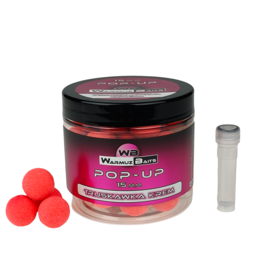 Przejdź do produktu WARMUZ BAITS kulki Pop Up Truskawka Krem 15mm, 200 ml + dopalacz