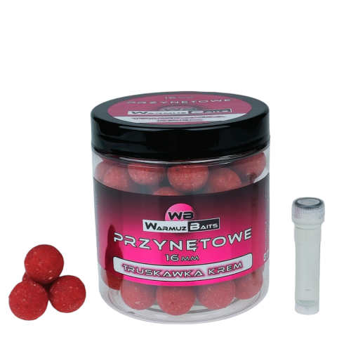 Przejdź do produktu WARMUZ BAITS kulki przynętowe Truskawka Krem 16mm, 250 ml + dopalacz